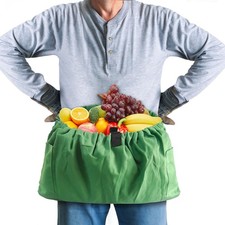 Gardening Apron Harvest With Pockets Green Adjustable Waist Belt Tools