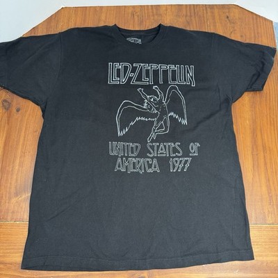 L Led Zeppelin Icarus Logo Graphic T-Shirt Black Rock Band Music