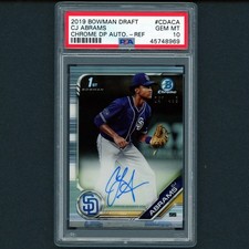 2019 Bowman Draft Chrome CJ Abrams Auto Refractor /499 PSA 10 GEM MINT