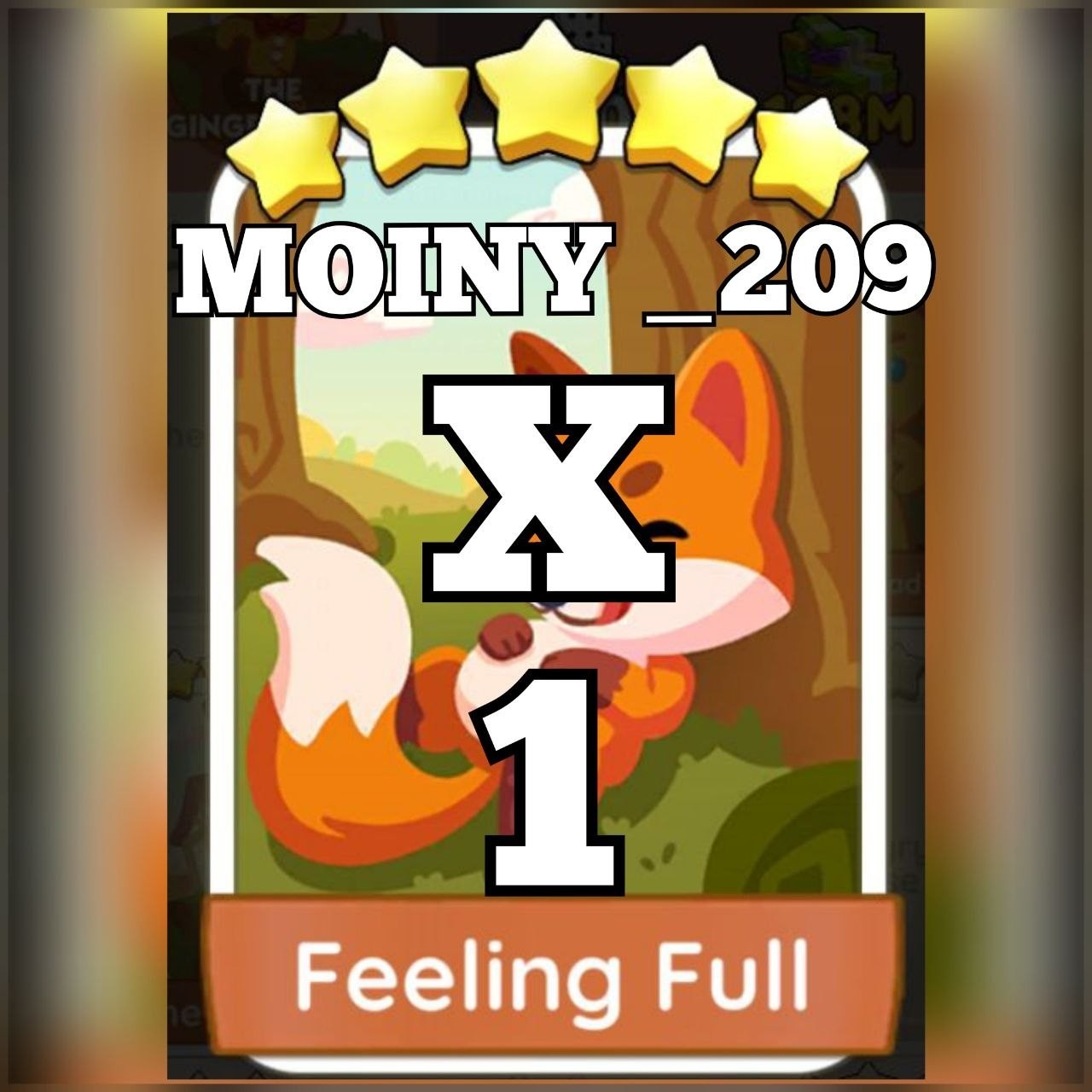 1 x Feeling Full (⭐️⭐️⭐️⭐️⭐️) - Set 17 Mono_Poly_Go Stickers :- Best Service