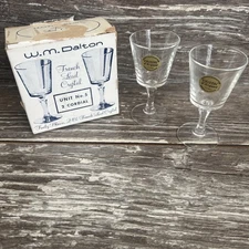 W.M. Dalton French Lead Crystal No. 5 Cordial Glasses 2 Vintage Hand Blown New