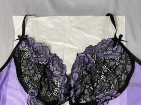 iCollection Lace Corset Back Babydoll Lingerie Flyaway Top Purple Mesh Plus 3X