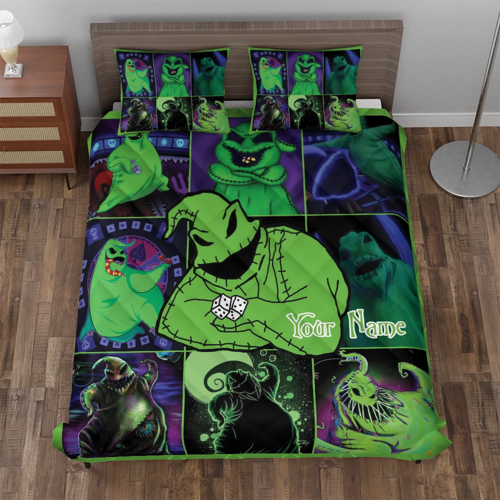 Personalized Oogie Boogie Nightmare Before Xmas Green Monster Quilt Bed Set