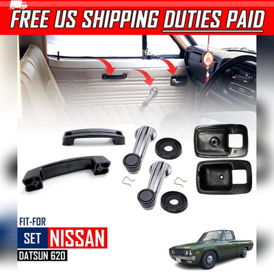 #ad Set LR Interior Door Inner Handle Pull Crank Black For Nissan Datsun 521 620 720 $105.13