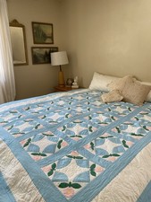 AMAZING Antique Handmade Handstitched Quilt Flower LARGE SIZE