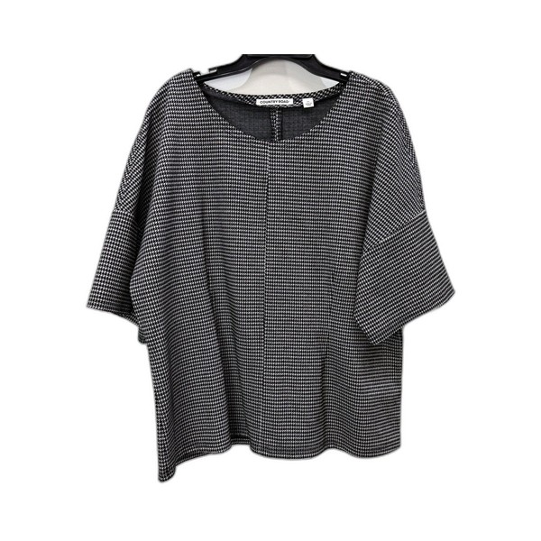 Country Road Womens Loose Shirt Pullover Sweater Black and White Sz XL
