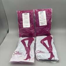 4 Pairs Silkies 070508 Control Top Pantyhose Queen Jet Black XL Made In USA