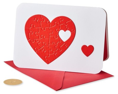 You Complete Me Heart Puzzle Greeting Card with Red Envelope
