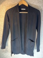 Pink Clover Women  s Size XS Black Open Front Cardigan Thick With Pockets