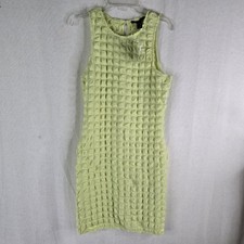 New Forever 21 Womens Medium Green Bubble Textured Pencil Dress Bodycon Y2k