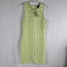 New Forever 21 Womens Medium Green Bubble Textured Pencil Dress Bodycon Y2k