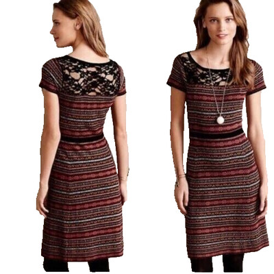 Anthropologie Sparrow Dress S Small Lace Knit Short Sleeve Cashmere Touch