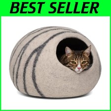 Handmade Merino Wool Cat Cave, Light Grey
