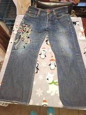 Y2K ED HARDY by CHRISTIAN AUDIGIER Button Fly Jeans Size 42 PANTHER & SNAKE