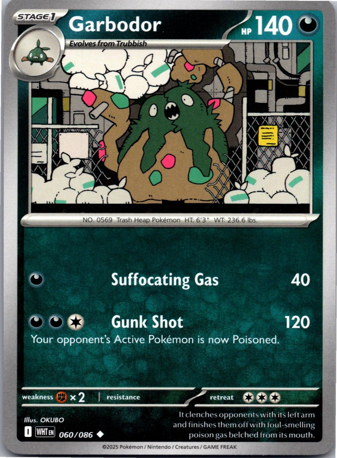 Garbodor 060/086 Uncommon White Flare Pokemon Near Mint