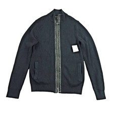 INC International Concepts Mens Black Full-Zip Rib Knit Sweater Size Small