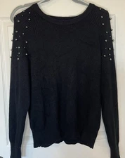 Women’s I.N.C. Black Knitted Sweater With Black Studded Beads