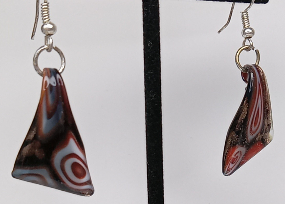 Abstract Glass Dangle Multicolor Drop Pierced Ear… - image 8