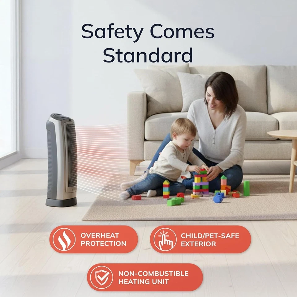 Lasko Oscillating Portable Ceramic Tower Heater 1500W Digital Thermostat Timer - Image 3 of 4