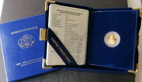 1999 W Proof $5 1/10oz Gold American Eagle