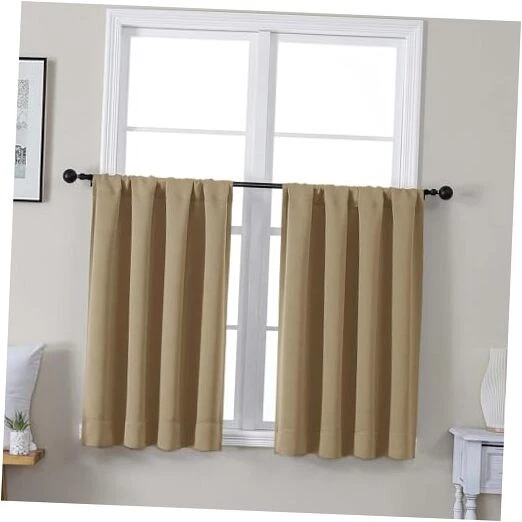 Short Curtains 36 Inches Long, Small Half Window 40"W x 36"L (Pack of 2) Taupe