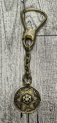 Vintage Damascene Star/ Floral Enamel Prong Set Key Chain key Fob - ia Brand
