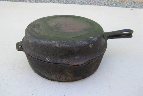 Antique Griswold Cast Iron #80 Double Hinged Skillet 1102 1103 Big Logo Erie Pa.