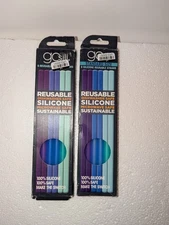 Gosili Reusable Silicone Drinking Straws 2 Pks Of 6 / 12 Total Straws New