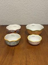 Pioneer Woman Set of 4 Earthenware Nesting Measuring Bowls Cups 1/4-1 Cup Floral