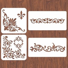 INFUNLY 4PCS Corner Stencils for Painting Vintage Flower