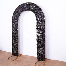 8ft BLACK Fitted Payette Sequin Open Arch Double Sided STAND COVER Party Events