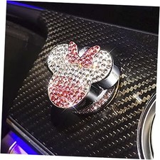 Car Cute Push to Start Button Cover Accessories, Bling Crystal Car Engine Pink