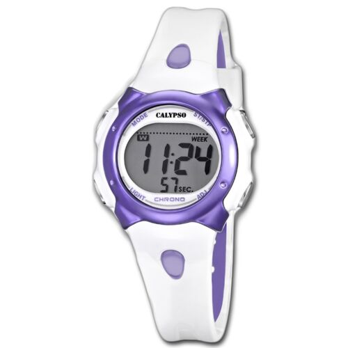 Calypso Damen Uhr K5609/2 Kunststoff PUR Armbanduhr Digital weiß lila UK5609/2 - Bild 1 von 7
