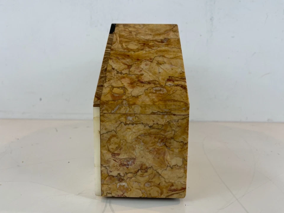 Antiguo Reloj Art Deco Francés Multicolor Mármol Deco Estante Decorativo Manto Foto 2 de 4