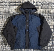 Vintage Nike Air Big Swoosh Quilted Lined Insulated Puffer Jacket 2XL Blue Black