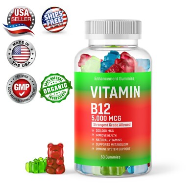 Vitamin B12 Gummies 5000mcg, High Absorption Vitamin B-12 Energy Gummy Organic