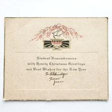 Hearty Christmas Greetings & Best Wishes Happy New Year Holiday Card Vintage