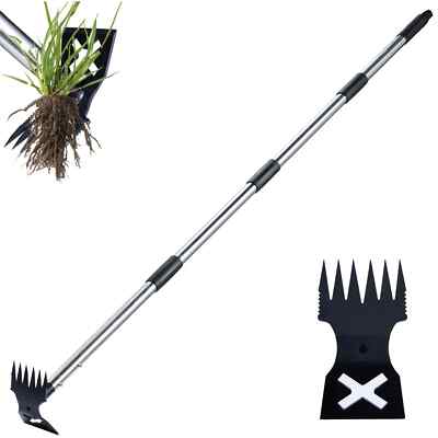 Weed Puller Tool with Long Handle - 60'' Manual Weeder Remover Tool, 2 in 1 Ha...