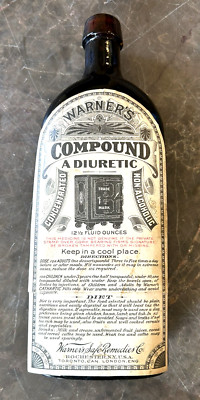 RARE WARNER'S SAFE REMEDIES Bottle w Label & Original Contents Unusable 12 1/2oz