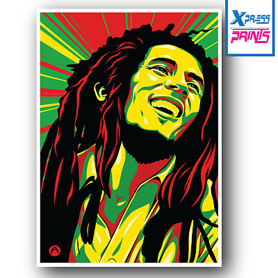 Bob Marley Framed Picture Print Pop Reggae Music Retro Abstract Wall Art A3 A4 4