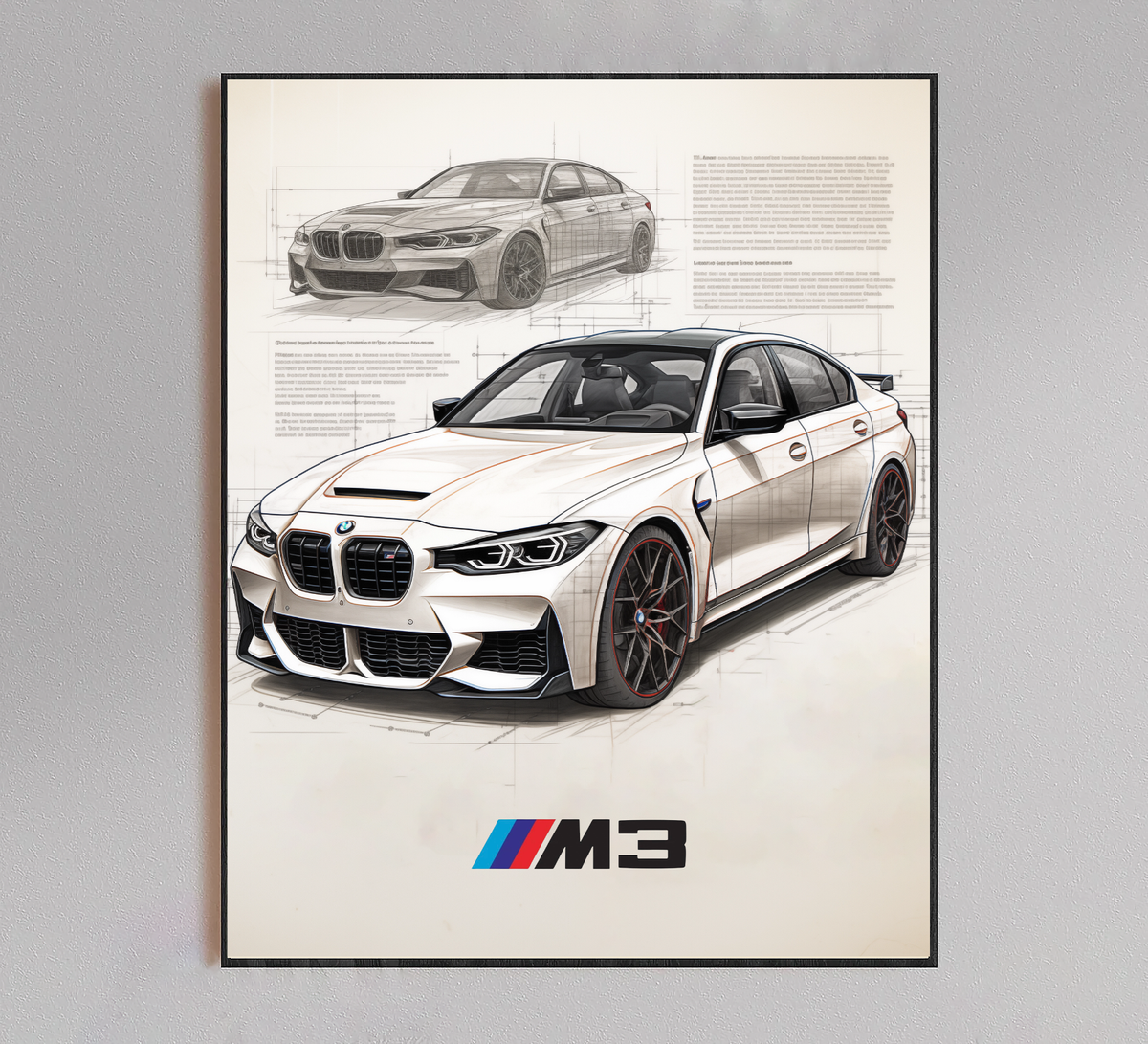 BMW G80 M3 Poster- BMW G80 M3 Wall Art, BMW G80 M3 svg, BMW G80 M3 