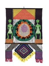 Hand Woven Tribal Fiber Art Wall Hanging Tassel Fringe Tapestry