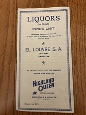 Cennik alkoholi 1956 Highland Queen El Luwr S.A.