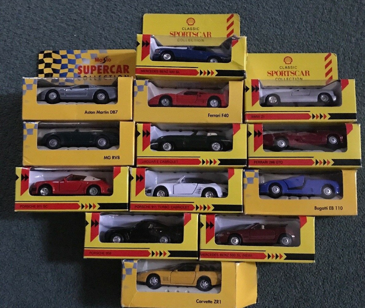 13 Classic Maisto Sports Cars Collection By Shell U.K. A Very Rare