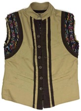 Global Just Southwestern Vest Xl Womens Sleeveless Tan Brown Heavy Size Sz 36/37