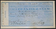 Mechanic's Bank City of New York - Salary Wm R Rockwell 1853     EPH324