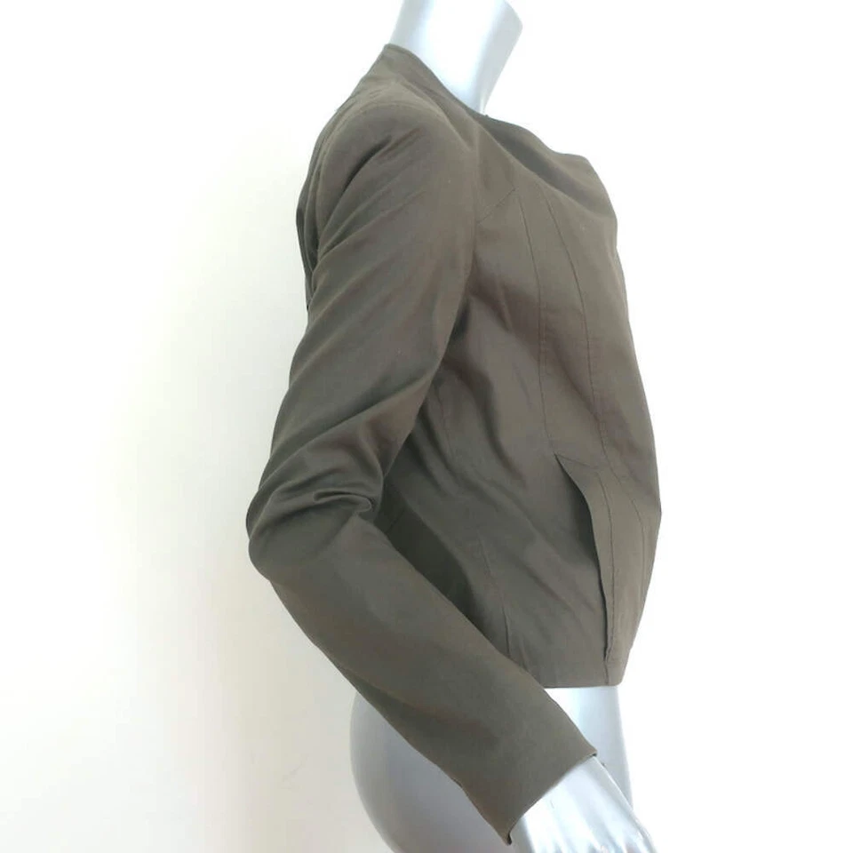 Helmut Lang Draped Moto Jacket Olive Stretch Cotton Size Small - Image 4 of 4