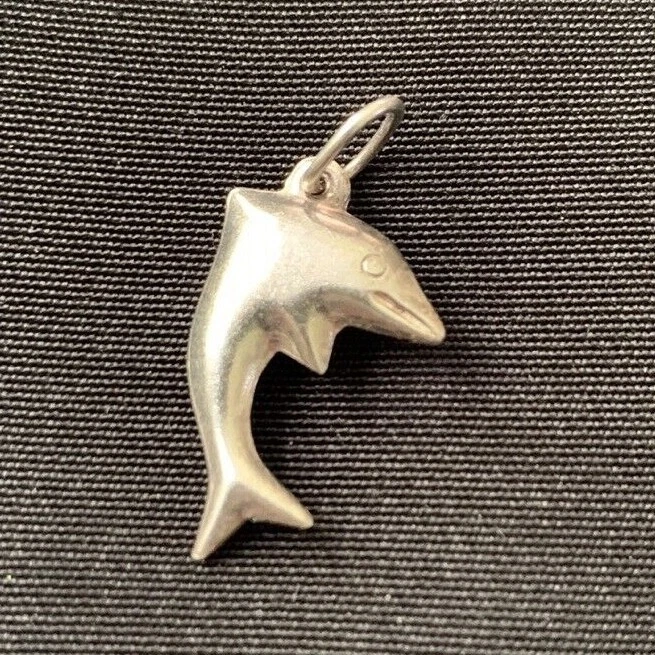 Vintage Sterling Silver Dolphin Charm Pendant 1