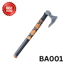 "Handcrafted Carbon Steel Bearded Hatchet Axe Ash wood wrap Leather Handle