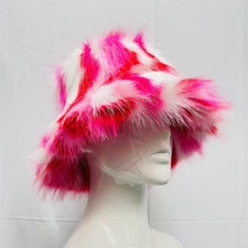 New Lady Faux Fur Fluffy Plush Bucket Hat Fisherman Cap Winter Warm Street Party